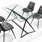 Dining table with transparent tempered glass top - Thor Viadurini