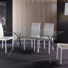 Dining table with transparent tempered glass top - Thor Viadurini