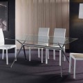 Modern dining table Thor, with transparent tempered glass top