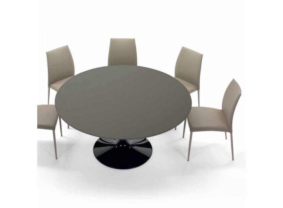 Dining Table with Round Top in High Quality Fenix Made in Italy - Dollars Viadurini