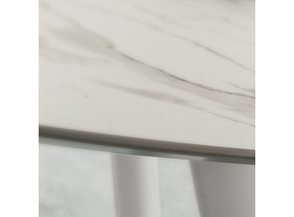 Dining Table with Round Laminam Top Made in Italy - Lingotto Viadurini
