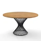 Dining Table with Round Top in Oak Veneered Mdf - Emmanuel Viadurini