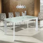 Dining table with Zeno white lacquered tempered glass top Viadurini