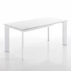 Dining table with Zeno white lacquered tempered glass top Viadurini