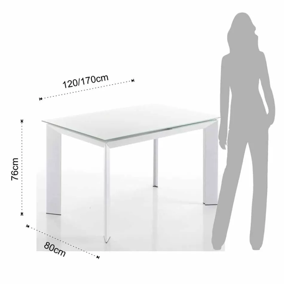 Dining table with Zeno white lacquered tempered glass top Viadurini