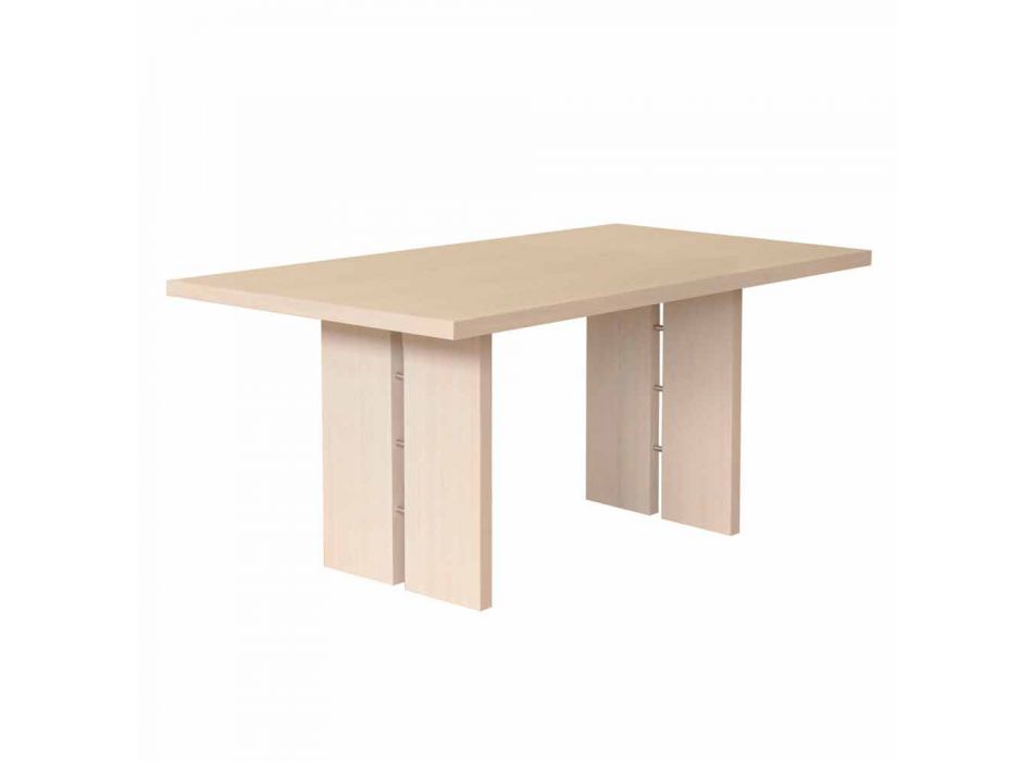 Dining table with natural bleached oak top, made in Italy, Nelso Viadurini