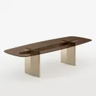 Opalia 320 cm Glass and Metal Dining Table, Made in Italy Viadurini