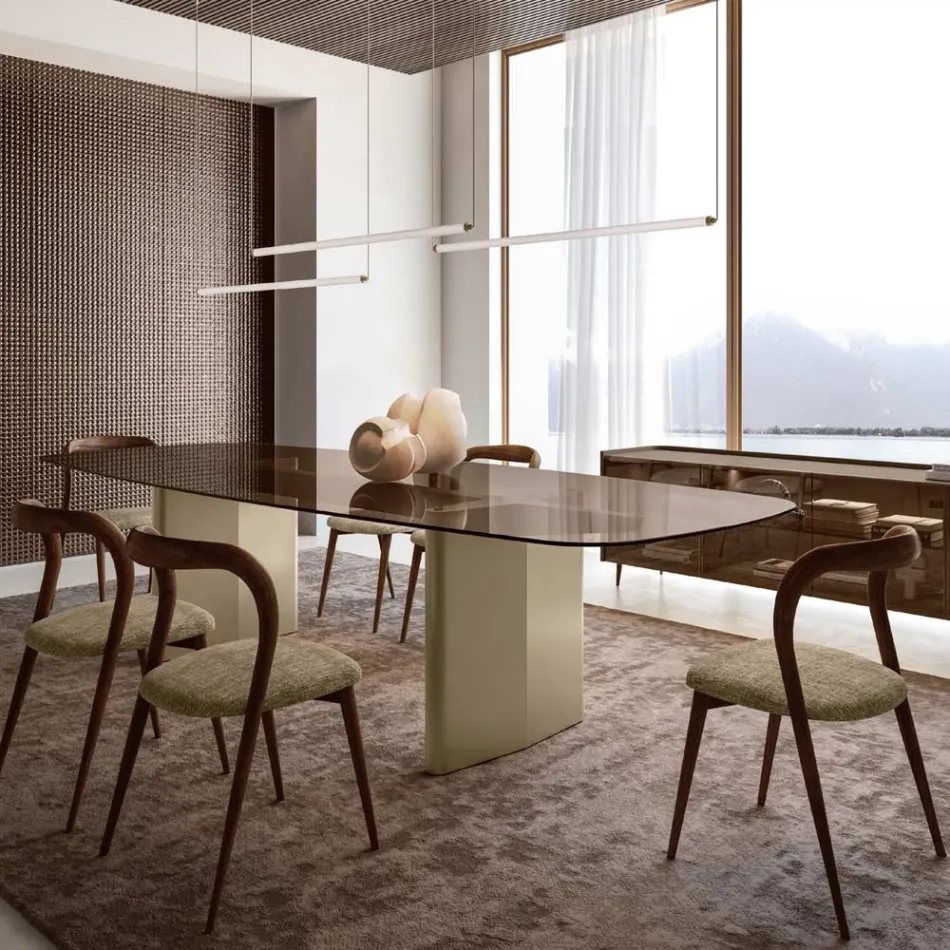 Opalia 320 cm Glass and Metal Dining Table, Made in Italy Viadurini