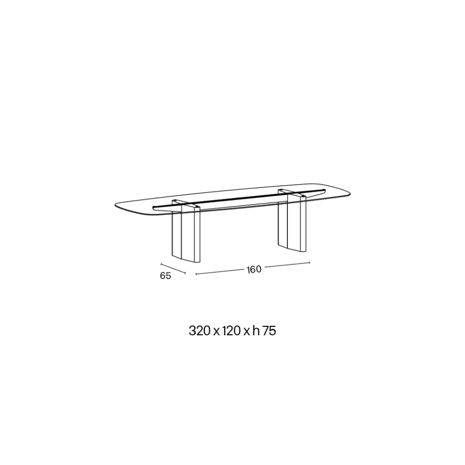 Opalia 320 cm Glass and Metal Dining Table, Made in Italy Viadurini
