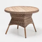 Outdoor Dining Table with Wide Stave Natural Teak Top - Melina Viadurini