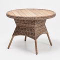 Outdoor Dining Table with Wide Stave Natural Teak Top - Melina