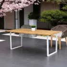 Outdoor Dining Table with Brushed Natural Teak Top - Mistral Viadurini
