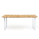 Outdoor Dining Table with Brushed Natural Teak Top - Mistral Viadurini