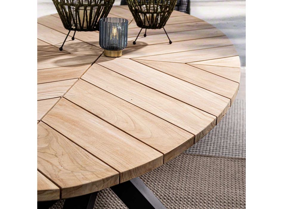 Outdoor Dining Table with Oval Teak Top, Homemotion - Selenia Viadurini