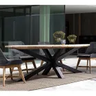 Outdoor Dining Table with Oval Teak Top, Homemotion - Selenia Viadurini
