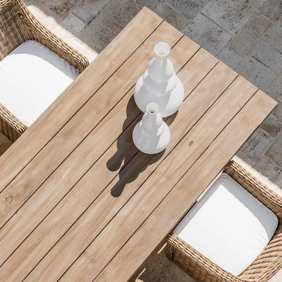 Outdoor Dining Table in Recycled Teak Made in Italy - Bambi Viadurini