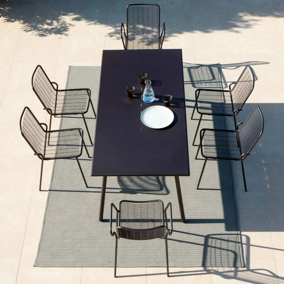Rectangular Outdoor Dining Table in Galvanized Steel Made in Italy - Elvia Viadurini
