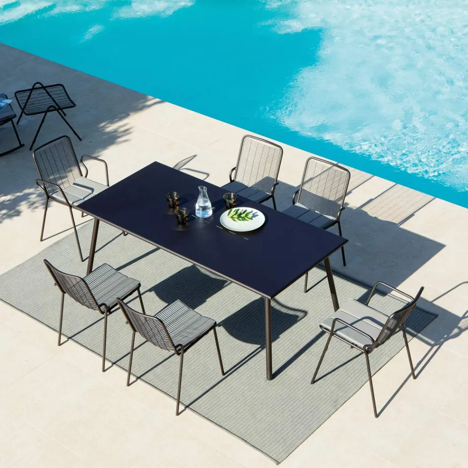 Rectangular Outdoor Dining Table in Galvanized Steel Made in Italy - Elvia Viadurini