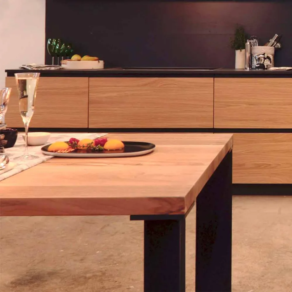 Design dining table in natural walnut design, L200xP100cm, Yvonne Viadurini