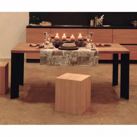 Design dining table in natural walnut design, L200xP100cm, Yvonne Viadurini