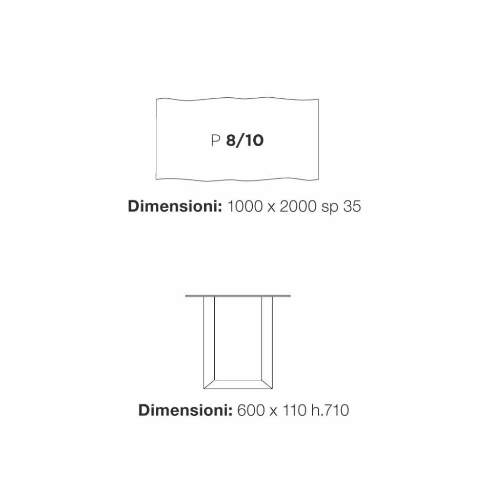 Modern design dining table 100x200 cm in wood and metal Flora Viadurini