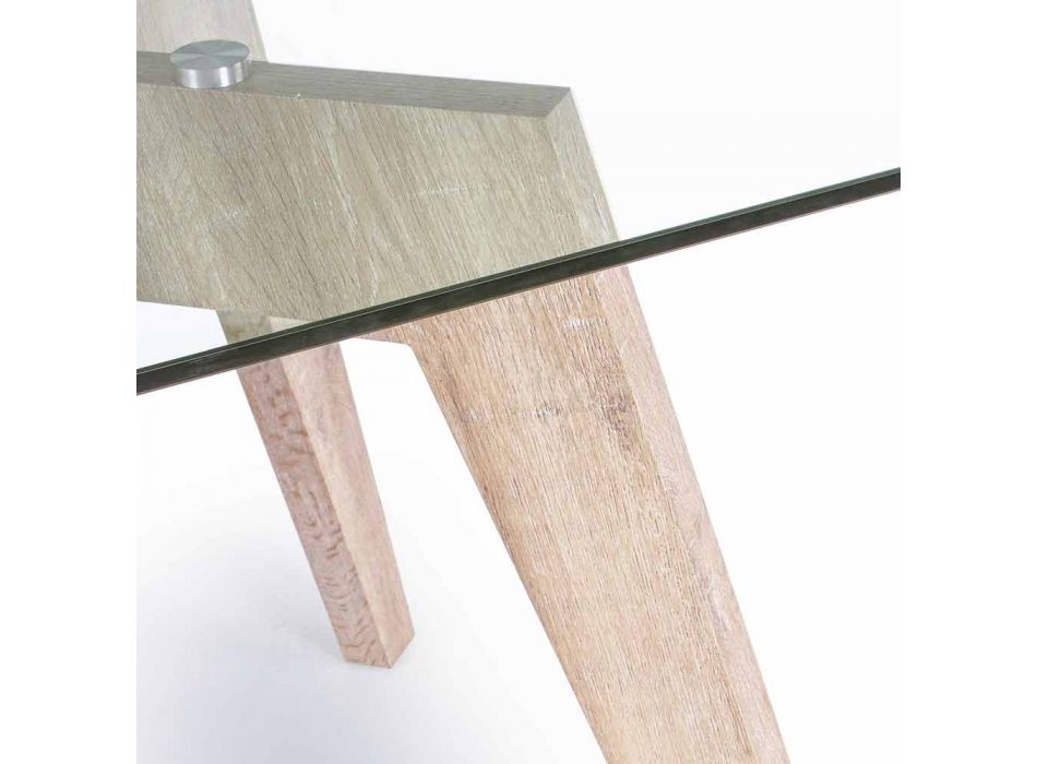 Homemotion Modern Design Dining Table with Glass Top - Piovra Viadurini