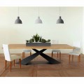 Modern design dining table with Elliot made in Italy oak top