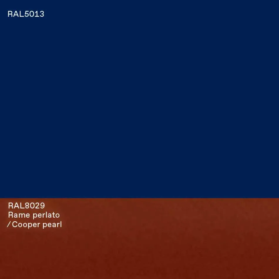 Modern Design Oval Dining Table in Blue MDF and Copper Made in Italy - Oku Viadurini