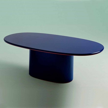 Modern Design Oval Dining Table in Blue MDF and Copper Made in Italy - Oku Viadurini