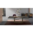 Extendable Dining Table in Ceramic and Metal Made in Italy - Dark Brown Viadurini