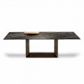 Extendable Dining Table in Ceramic and Metal Made in Italy - Dark Brown