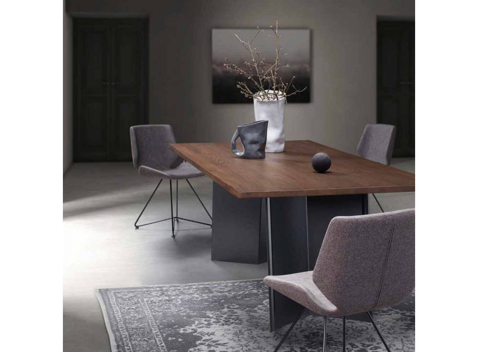 Design Dining Table with Knotted Oak Top Made in Italy - Simeone Viadurini