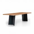 Design Dining Table with Knotted Oak Top Made in Italy - Simeone