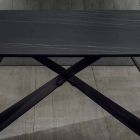 Design Dining Table in Portoro Effect Ceramic and Matt Metal - Falcon Viadurini