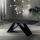 Design Dining Table in Portoro Effect Ceramic and Matt Metal - Falcon Viadurini