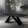 Dining Table of Design in Portoro Effect Ceramic and Matt Metal - Falcon