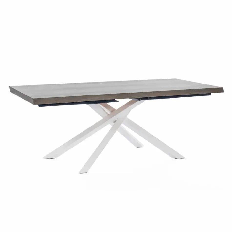 Design Dining Table in Wood and Metal Made in Italy - Skipper Viadurini