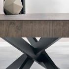 Design dining table in oak and metal made Italy Oncino Viadurini