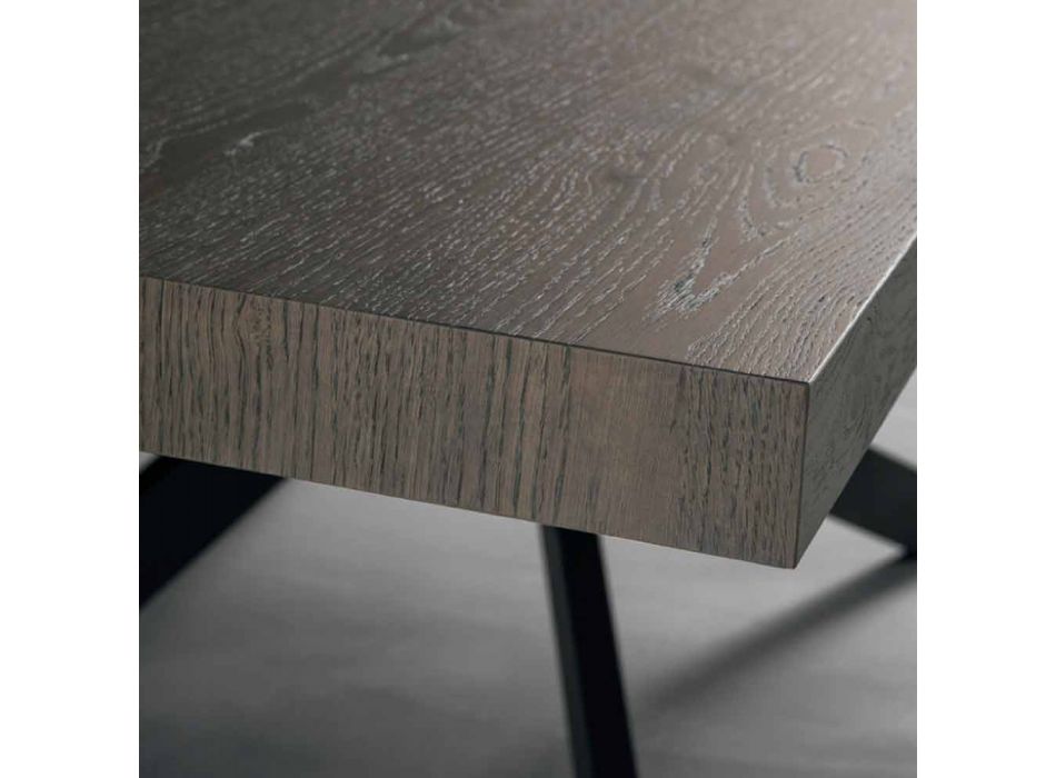 Design dining table in oak and metal made Italy Oncino Viadurini
