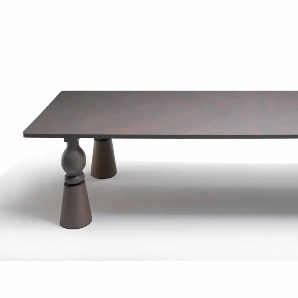 Design dining table in gray oak wood, made in Italy, Theseus Viadurini