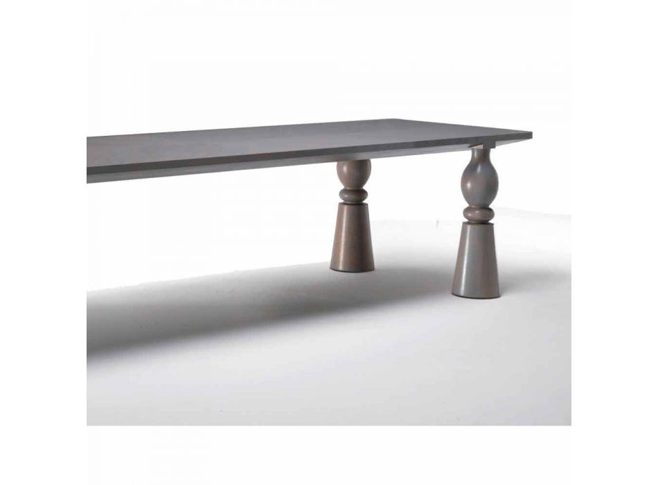 Design dining table in gray oak wood, made in Italy, Theseus Viadurini