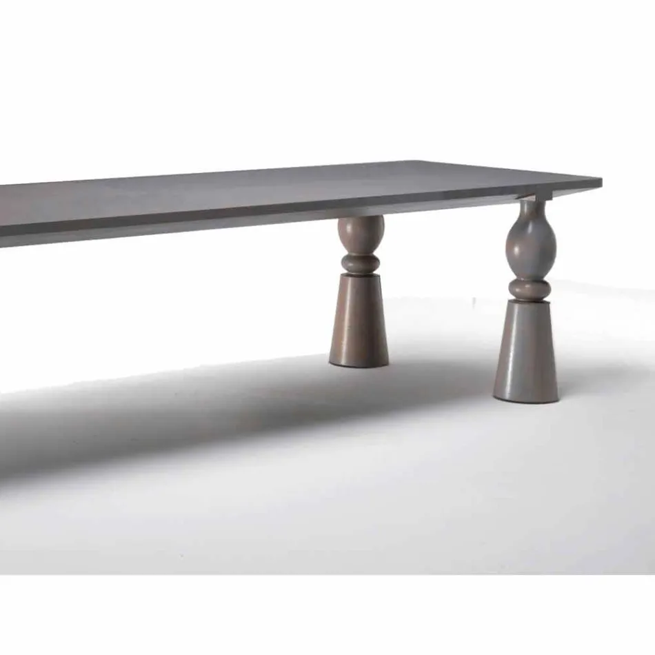 Design dining table in gray oak wood, made in Italy, Theseus Viadurini