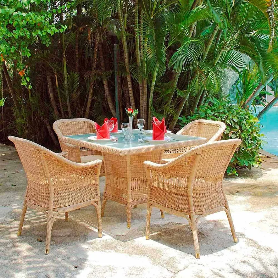 Table designer dining polyethylene hand-woven Chad Viadurini