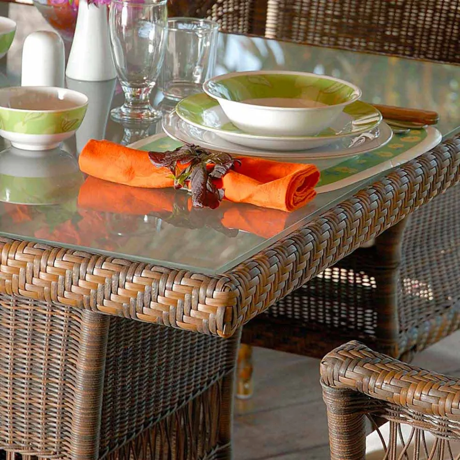 Table designer dining polyethylene hand-woven Chad Viadurini