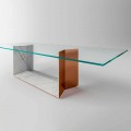Glass Dining Table with Metal and Marble Base Made in Italy - Minera