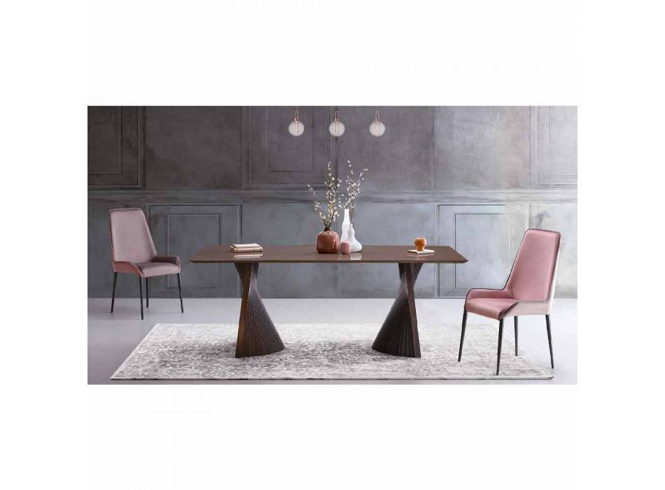 Modern Design Dining Table in Gres and Ash Made in Italy - Charol Viadurini