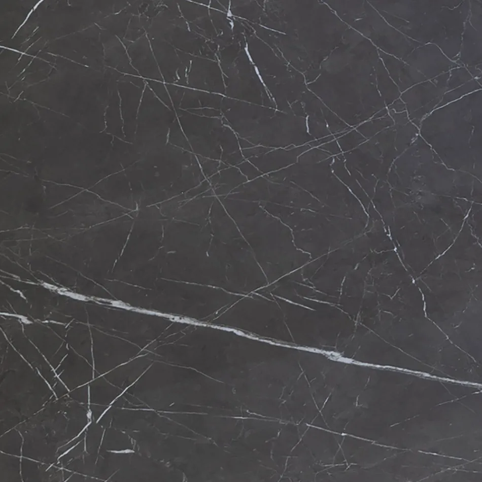 Elliptical Dining Table in Steel and Polished Ceramic Florim - Gelsino Viadurini