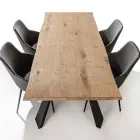 Fixed Dining Table Metal Base and Oak Veneered Top - Termoli Viadurini