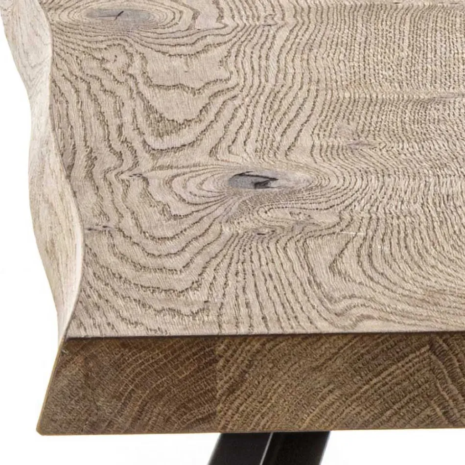 Fixed Dining Table Metal Base and Oak Veneered Top - Termoli Viadurini