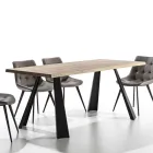 Fixed Dining Table Metal Base and Oak Veneered Top - Termoli Viadurini